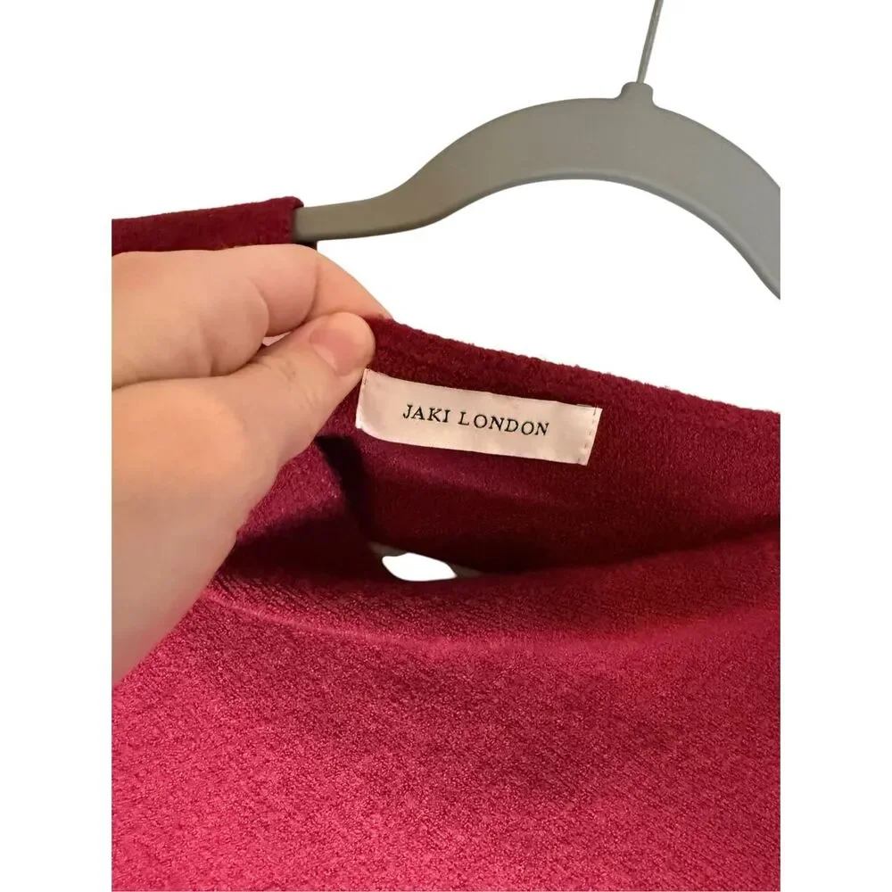 Jaki London Asymmetric Draped Carmine Seamless Knit Top Size S/M